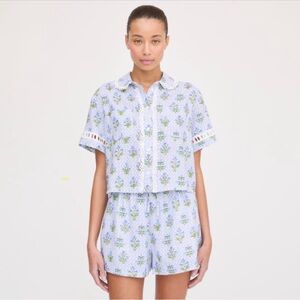 ISO Hill House Annette Top Medium (Blue Block Print)